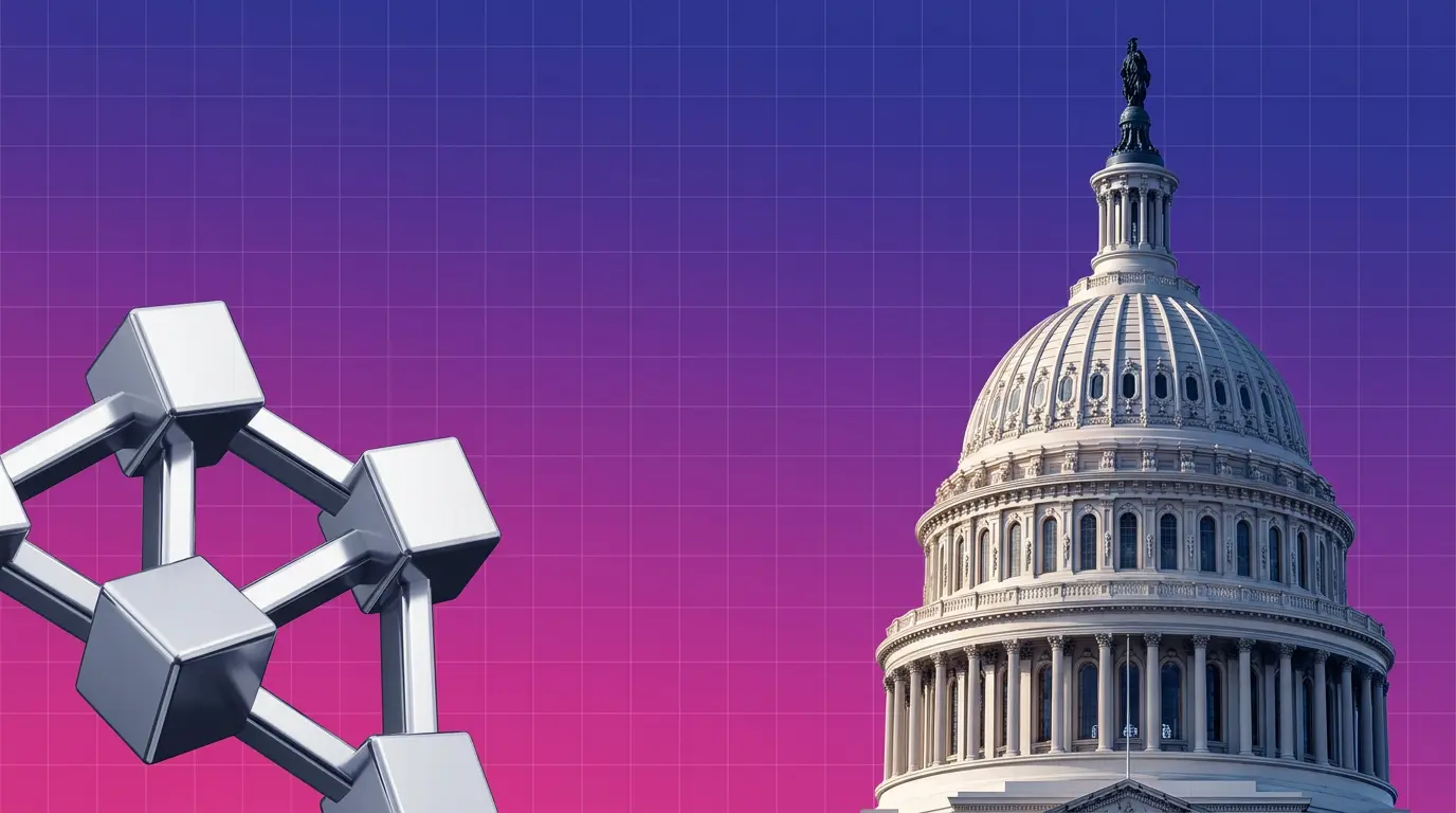 The CLARITY Act holds significant implications for the crypto sector. Find out why its passage is seen as critical for industry survival. U.S. Capitol building with 3D blockchain structure representing crypto advocacy for CLARITY Act legislative push