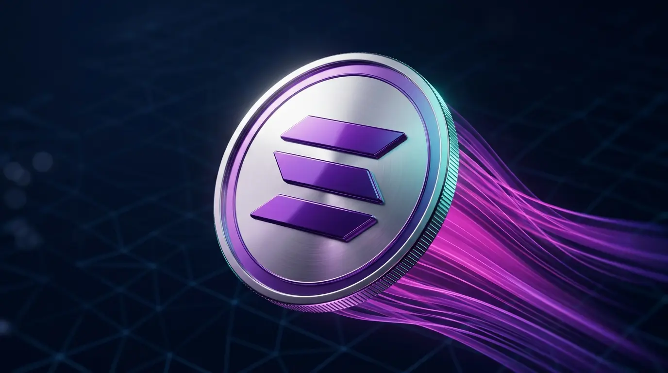 Solana is surging back into focus after a huge Solana news drop. SOL price trades at $95.61, up 12% in the last 7 days, as a major protocol announcement out of Consensus Miami 2026 adds fundamental weight to an already-recovering chart. Solana coin with purple gradient speed lines representing Alpenglow upgrade and network acceleration